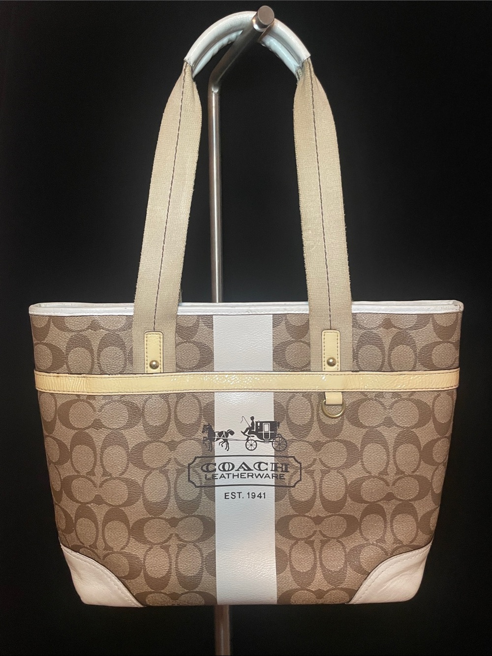 COACH Signature Jacquard & Leather Tote/Handbag